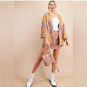 Kori America Geometric Patterned Cardigan L/M